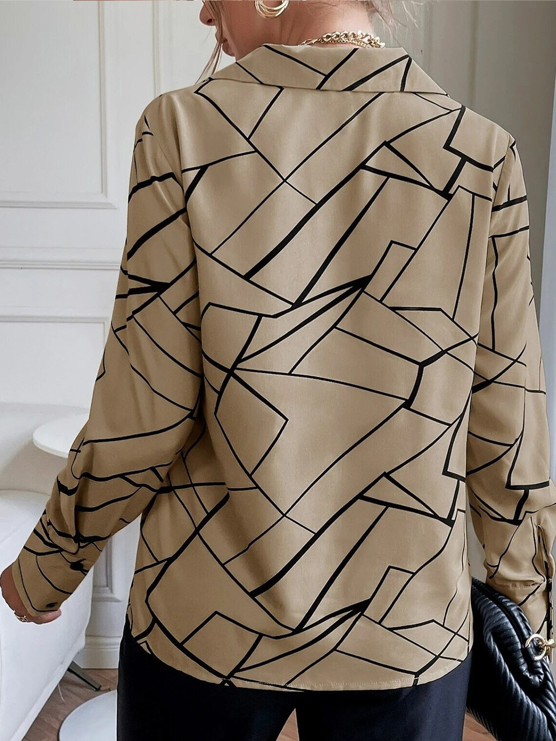 Geometric Printed Shirt Style Top - Image 2