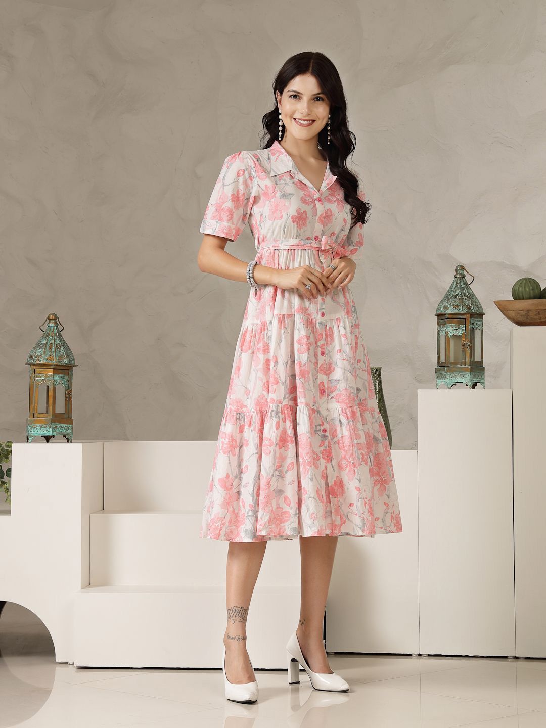 Floral Print Fit & Flare Midi Dress - Image 3