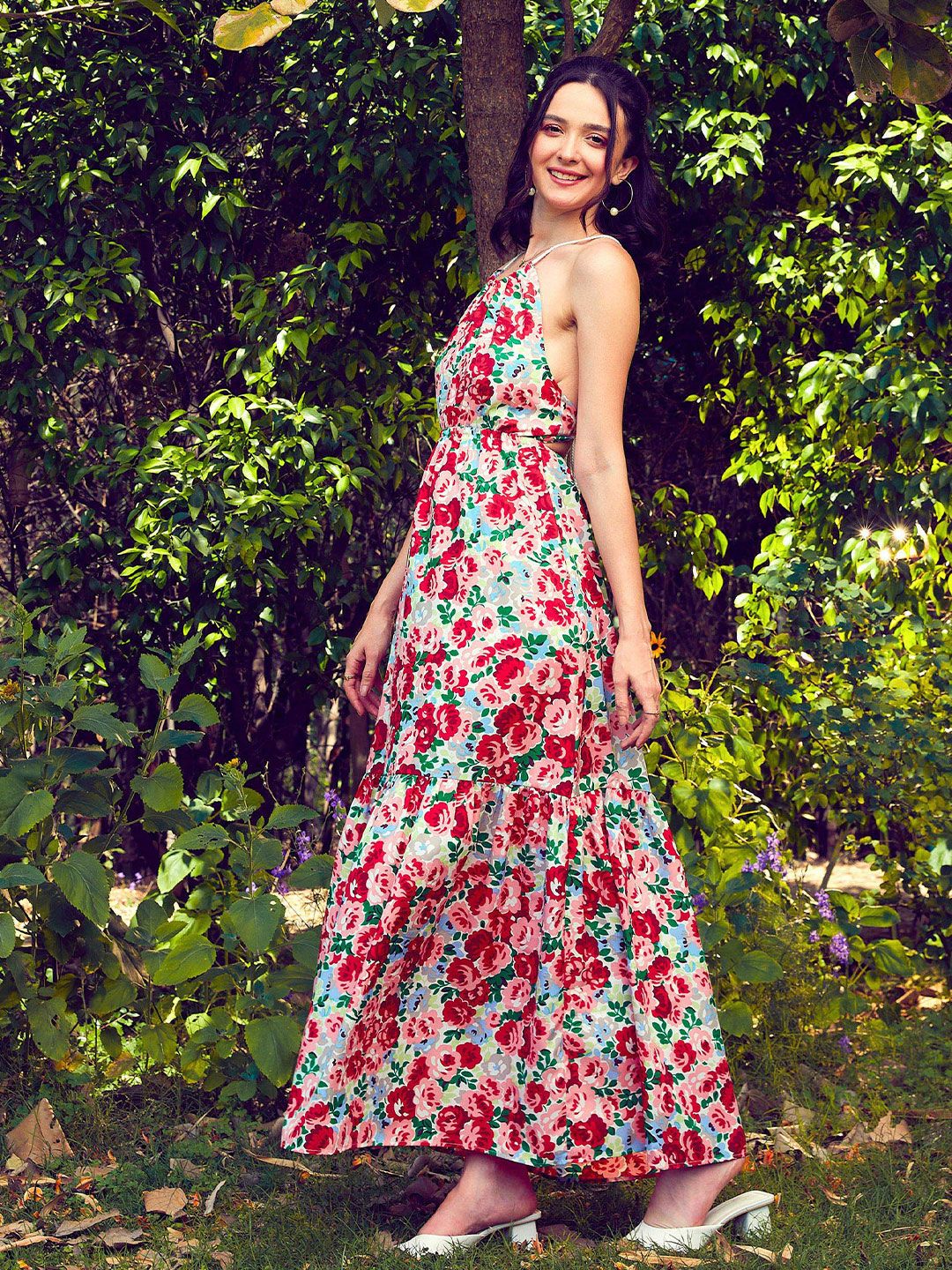 Floral Printed Tiered Maxi Fit & Flare Dress - Image 2
