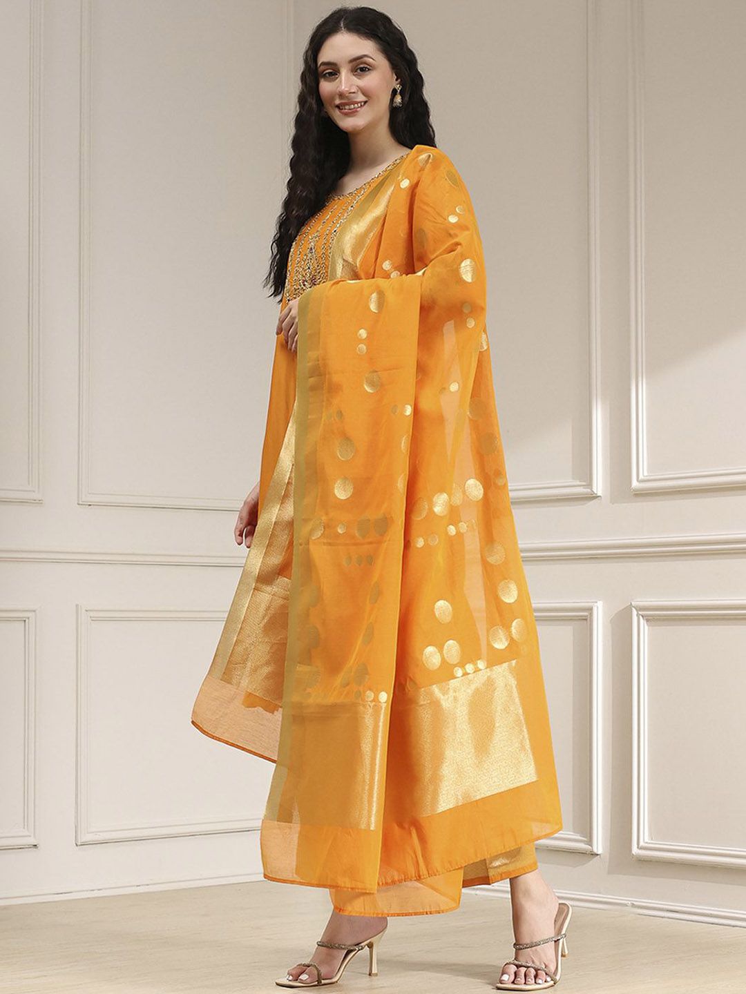 Women Embroidered Ethnic Motifs Kurta with Palazzos & Dupatta - Image 2