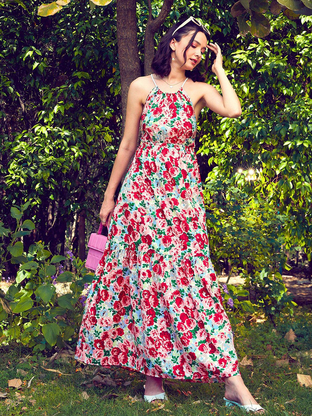 Floral Printed Tiered Maxi Fit & Flare Dress