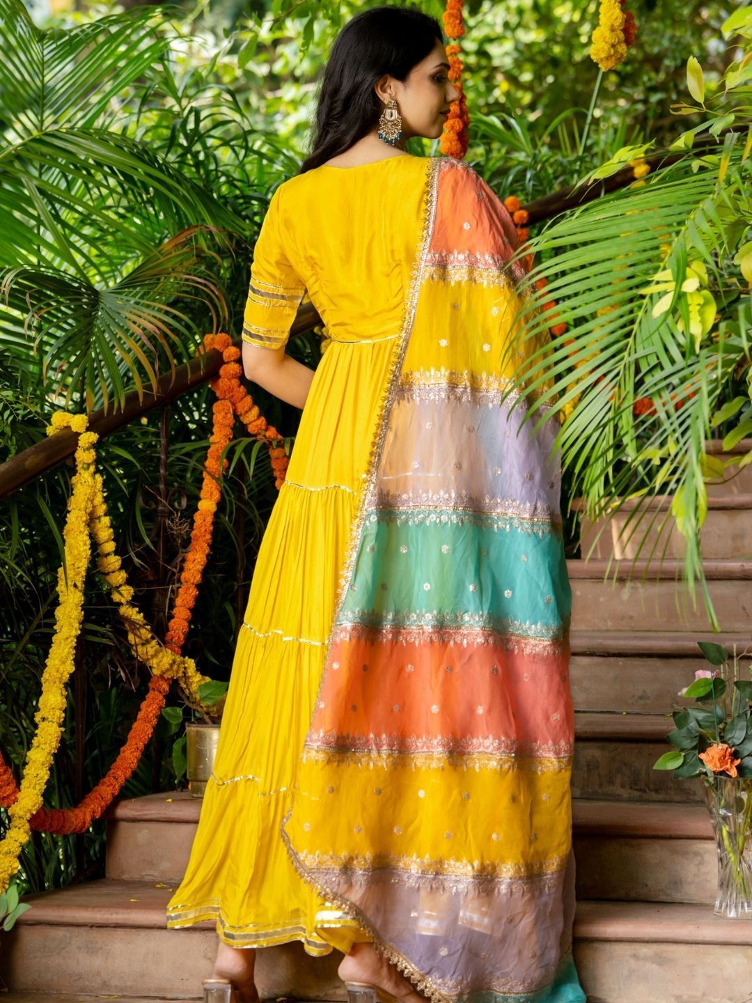 Gotta Patti Dupion Silk Anarkali Kurta With Trousers & Dupatta - Image 4